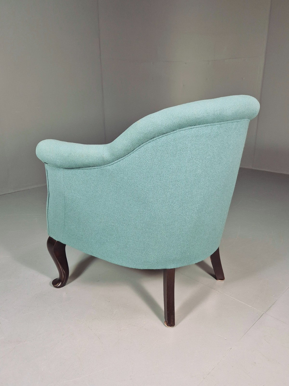 Art Deco Tub Chair Danish Turquoise 1940s Vintage Cabriole Leg EB10740 VCLO10