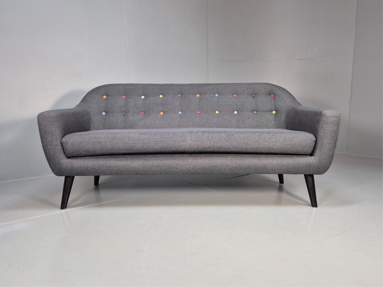 Vintage Made.Com Scandinavian style Sofa Charcoal Grey Retro EB8452 M3SS - UKDK FURNITURE