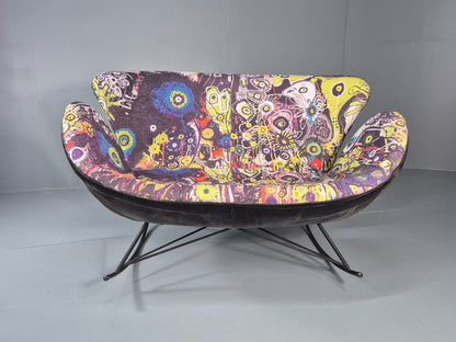 2 Seater Rocking Sofa by Sinnerup Denmark Abstract Colourful Cover EB11369 M2SS3