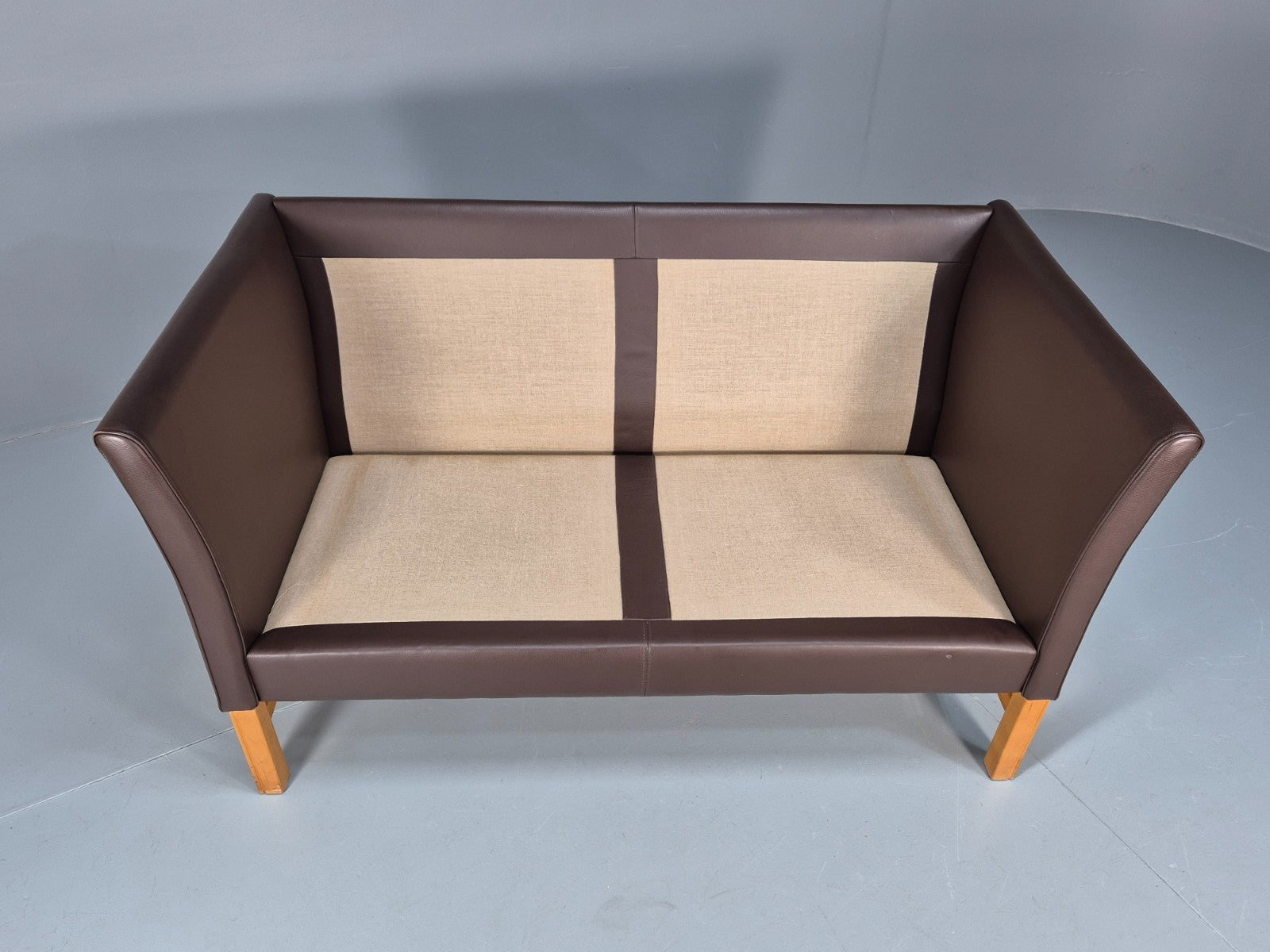 Mid Century Two Seater Sofa Vintage Danish Brown Leather Retro 1970 EB10094 M2SS6