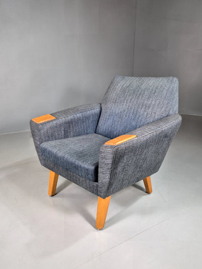 Vintage Swedish Lounge Chair Blue Wool Teak Paws 1960s Retro MCM EB7510 MNOR - UKDK FURNITURE