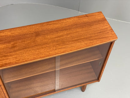 Vintage 1960s Glazed Bookcase Cabinet Teak Shelving Cupboard EB11808 MWOO7