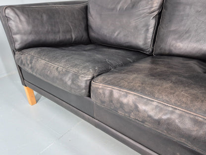 Vintage 2 Seat Sofa Danish Black Leather Mid Century Retro 1980s  EB10482 M2SS19