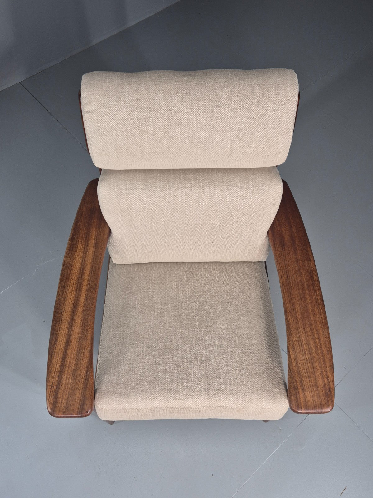 Vintage Mid Century Teak Lounge Chair Danish 1970s New Upholstery EB11138 MNOR5