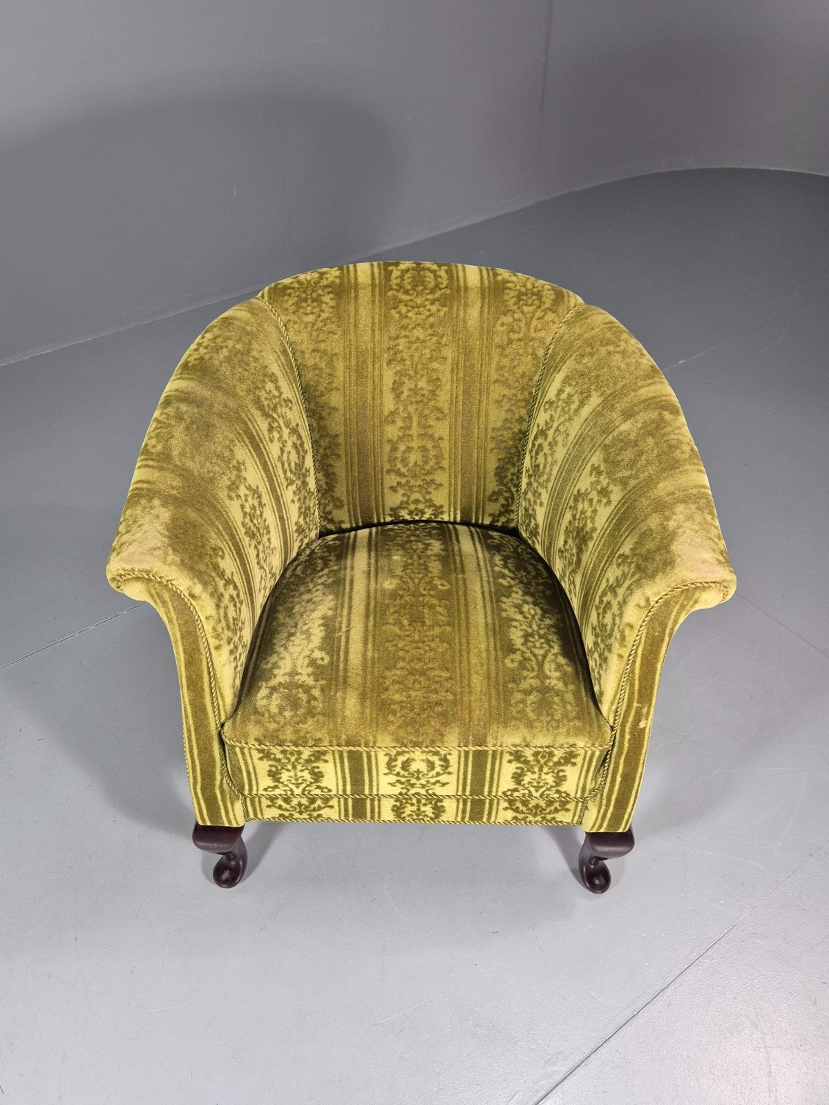 Vintage Art Deco Danish Tub Chair Green Moquette 1940s  EB10775 VCLO2