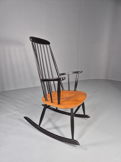 Vintage Ilmari Tapiovaara Rocking Chair Teak Beech Asko MCM Retro EB11849 MNOR2