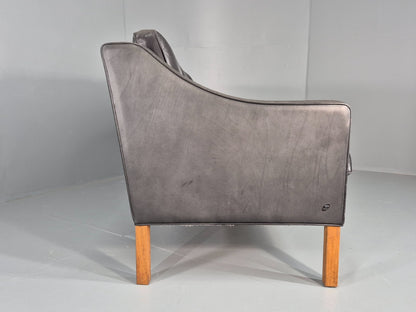 Vintage 3 Seat Sofa Black Leather Danish Hurup Mid Century Retro EB10475 M3SS16