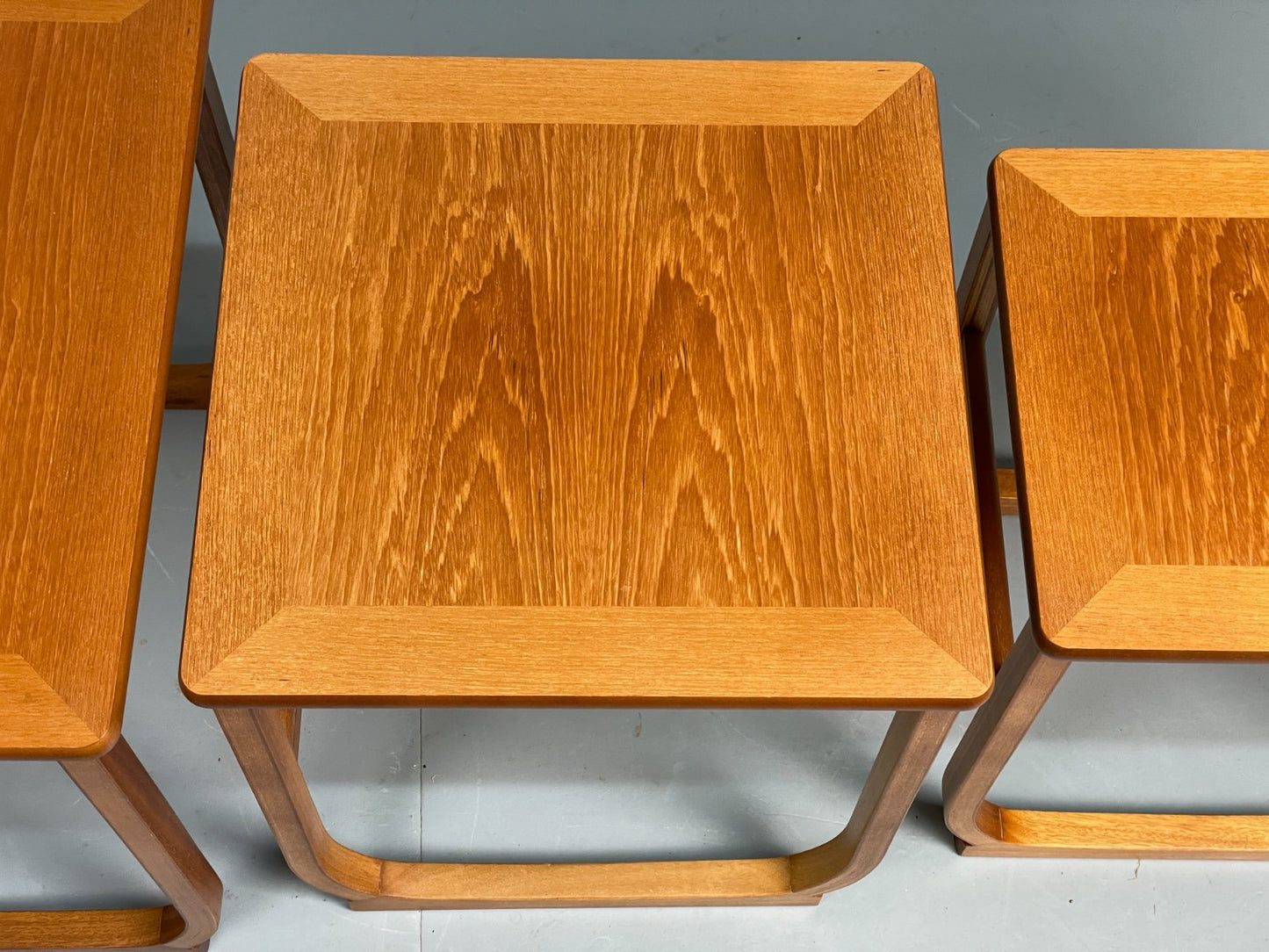 Vintage Nathan Side Tables 1980s Teak Nesting Set 3 Ply Frame EB11549 MWOO6