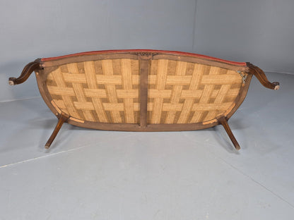 Vintage 2 Seater Sofa French Style Orange Velour Carved Beech Frame EB9566 V2SS - UKDK FURNITURE