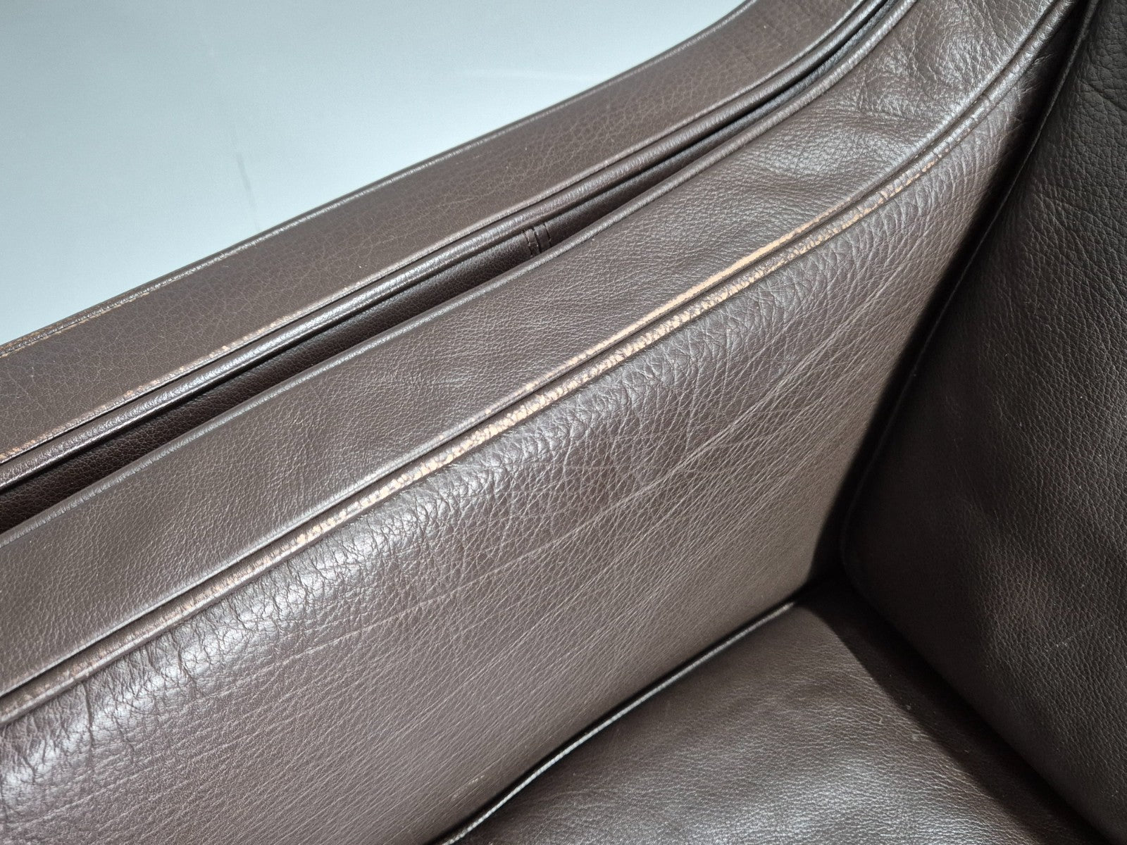 Vintage Danish 2 Seat Settee 1970s Danish Brown Leather Retro MCM EB11633 M2SS18