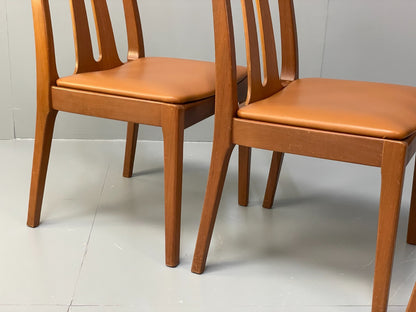 Vintage Nathan Tan Dining Chairs Set Of 4 Vinyl Mahogany 1970s EB9727 MDIN - UKDK FURNITURE