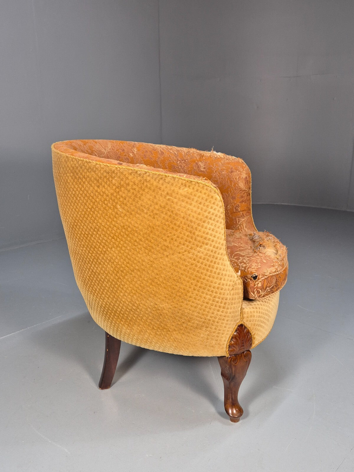 Vintage Danish Art Deco Tub Chair Gold Moquette Upholstery 1920s EB9055 VCLO - UKDK FURNITURE