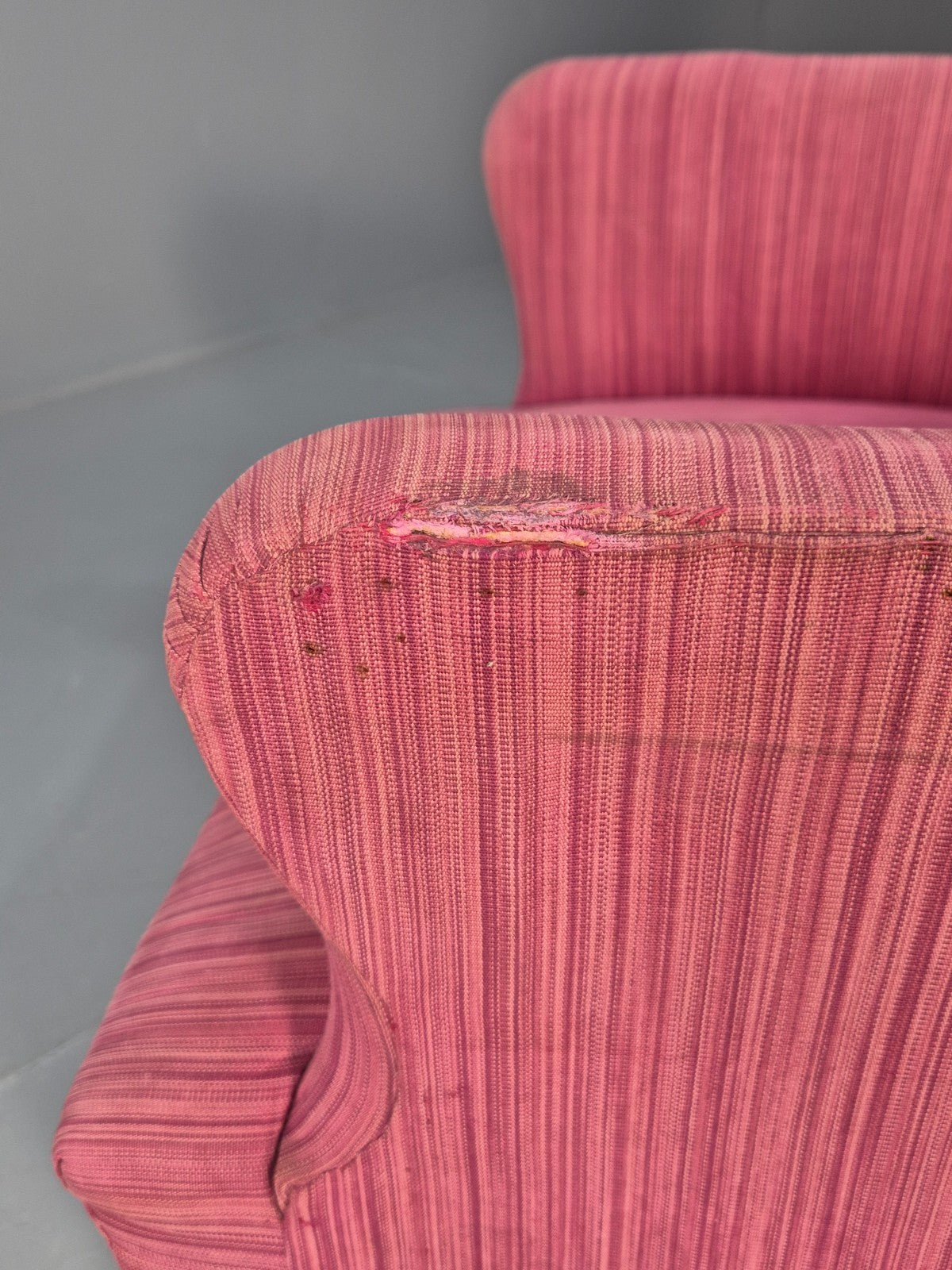 Vintage Danish Pink Chenille Lounge Chair 1950s Retro Mid Century EB10211 MNOR8