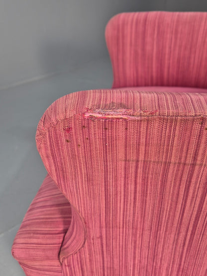 Vintage Danish Pink Chenille Lounge Chair 1950s Retro Mid Century EB10211 MNOR8