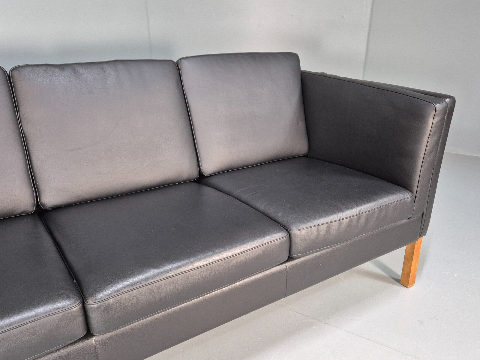 Vintage Danish Black Leather 3 Seat Sofa Retro MCM Style EB9062 M3SS - UKDK FURNITURE