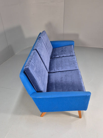 Vintage Folke Ohlsen 3 Seat Sofa Blue New Cushions 1960s Dux Sweden EB9363 M3SS - UKDK FURNITURE