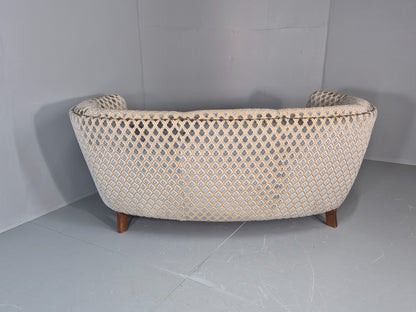 Vintage Three Seater Danish Banana Sofa 1930s Art Deco Cut Cotton EB10782 V3SS15