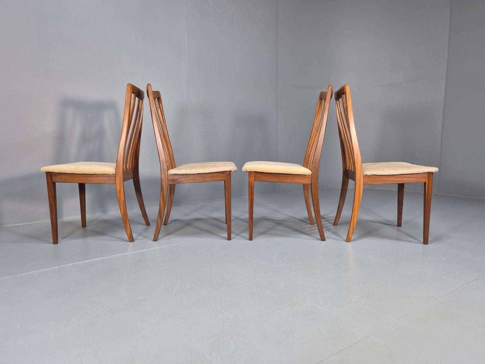 Vintage G Plan Fresco Dining Chairs 4 Teak Cream Seats 1970s Retro EB10206 MDIN5