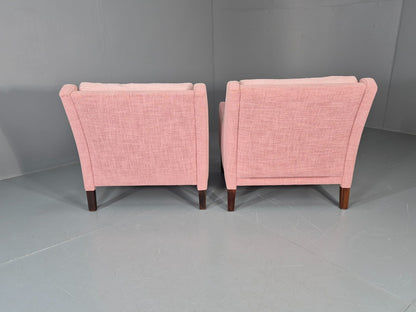 2 Midcentury Lounge Chairs 1960s Vintage Danish Pink Cotton EB11217 MNOR11