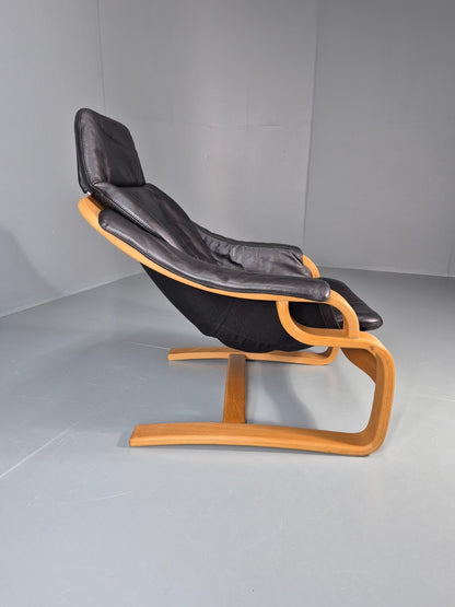 Skippers Apollo Leather Lounge Chair Bentwood Frame 1980s Retro MCM EB11290 MBEN7