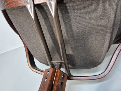2 Vintage Danish Tan Leather Lounge Chairs Swivel Base MCM Retro EB9299 MSWI - UKDK FURNITURE