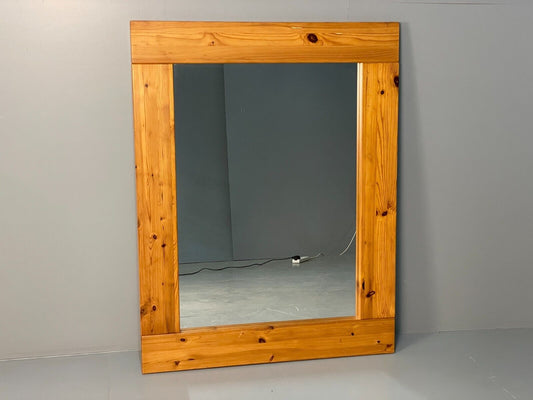 Vintage Danish Large Solid Pine Rectangular Mirror EB8411 MWOO - UKDK FURNITURE