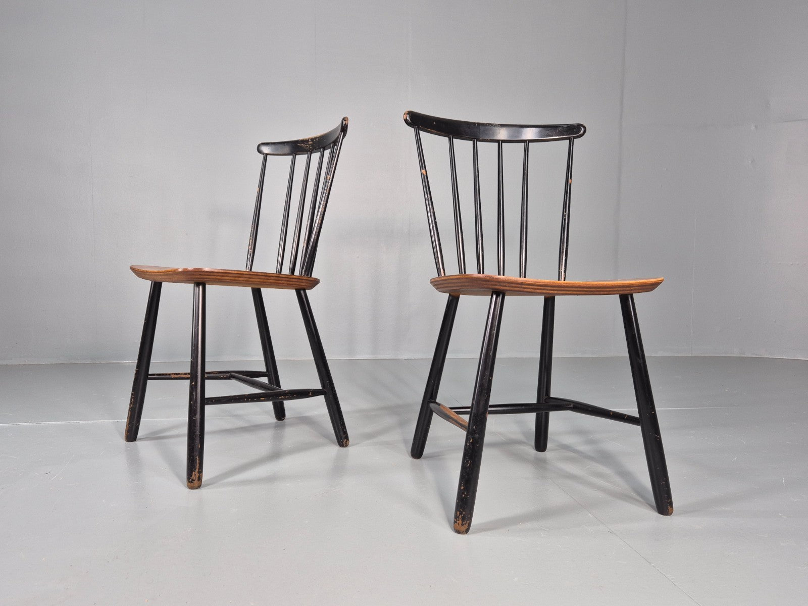 2 Vintage Midcentury Teak dining Chairs Fannet by Ilmari Tapiovaara EB11813 MDIN1