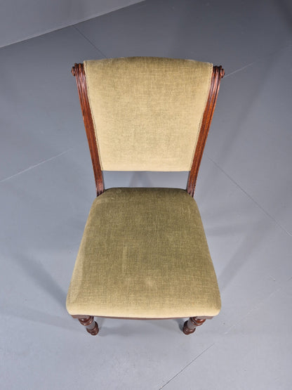 Antique Danish Dining Chair Mahogany Frame 1850s Green Velour EB11321 VDIN3