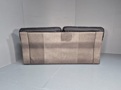 Vintage Two Seat Settee 1980s Danish Black Leather Retro EB10109 M2SS12