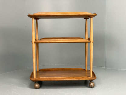 Vintage Ercol Serving Trolley Elm & Beech Mid Tone On Castors Solid EB11055 MWOO1