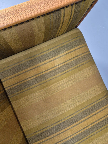 Vintage Danish 3 Seat Sofa Gold Green Wool Oak Frame Antique Style EB8942 V3SS - UKDK FURNITURE