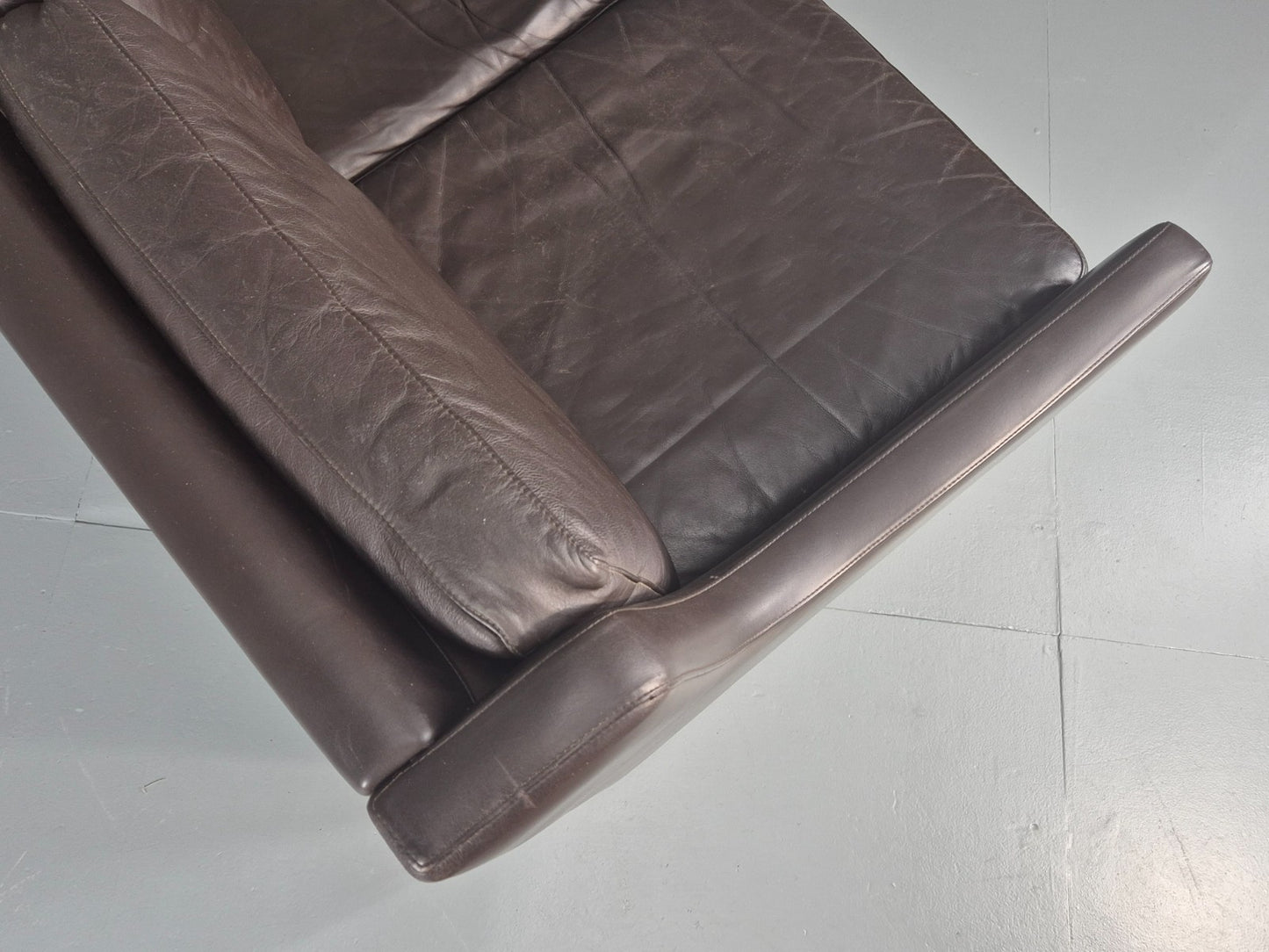 Vintage 3 Seat Sofa Brown Leather Danish Mid Century 1970s Retro  EB10537 M3SS16