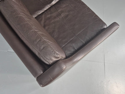 Vintage 3 Seat Sofa Brown Leather Danish Mid Century 1970s Retro  EB10537 M3SS16