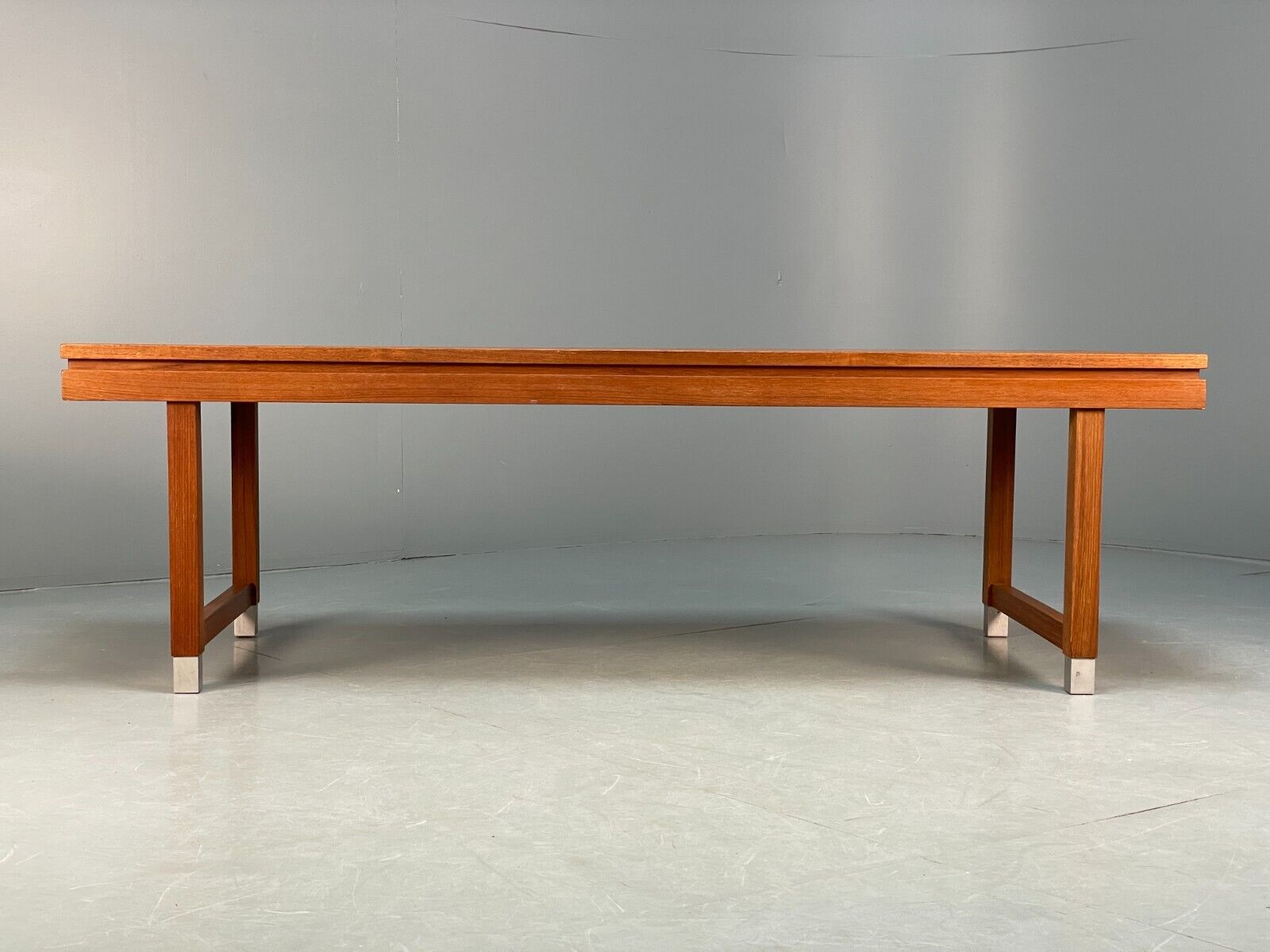 Midcentury Danish Teak Rectangular Coffee Table With Metal Feet EB8672 MWOO - UKDK FURNITURE