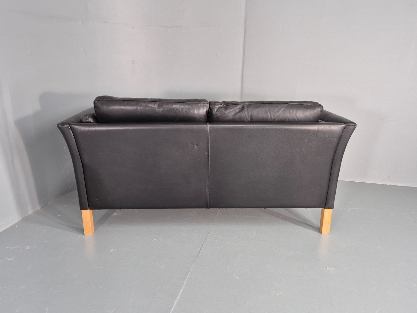 Vintage 2 Seat Sofa Danish Black Leather Mid Century Retro 1980s  EB10482 M2SS14