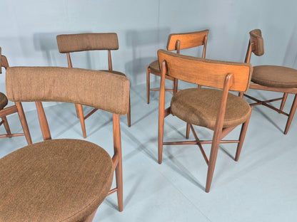 6 G Plan Round Seat Dining Chairs 1970s Retro MCM Original Fabric EB11613 MDIN5