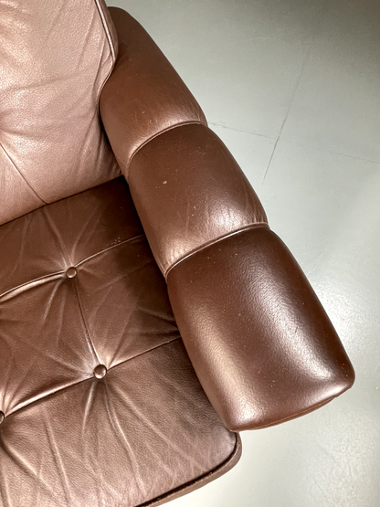 Danish Leather Lounge Chair Vintage 1970s Retro MCM EB5404 MNOR6