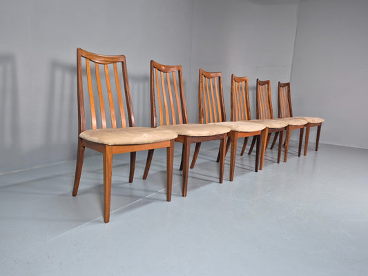 6 G Plan Fresco Lounge Chairs Teak High Back Cream SEats 1970s  EB10984 VDIN1