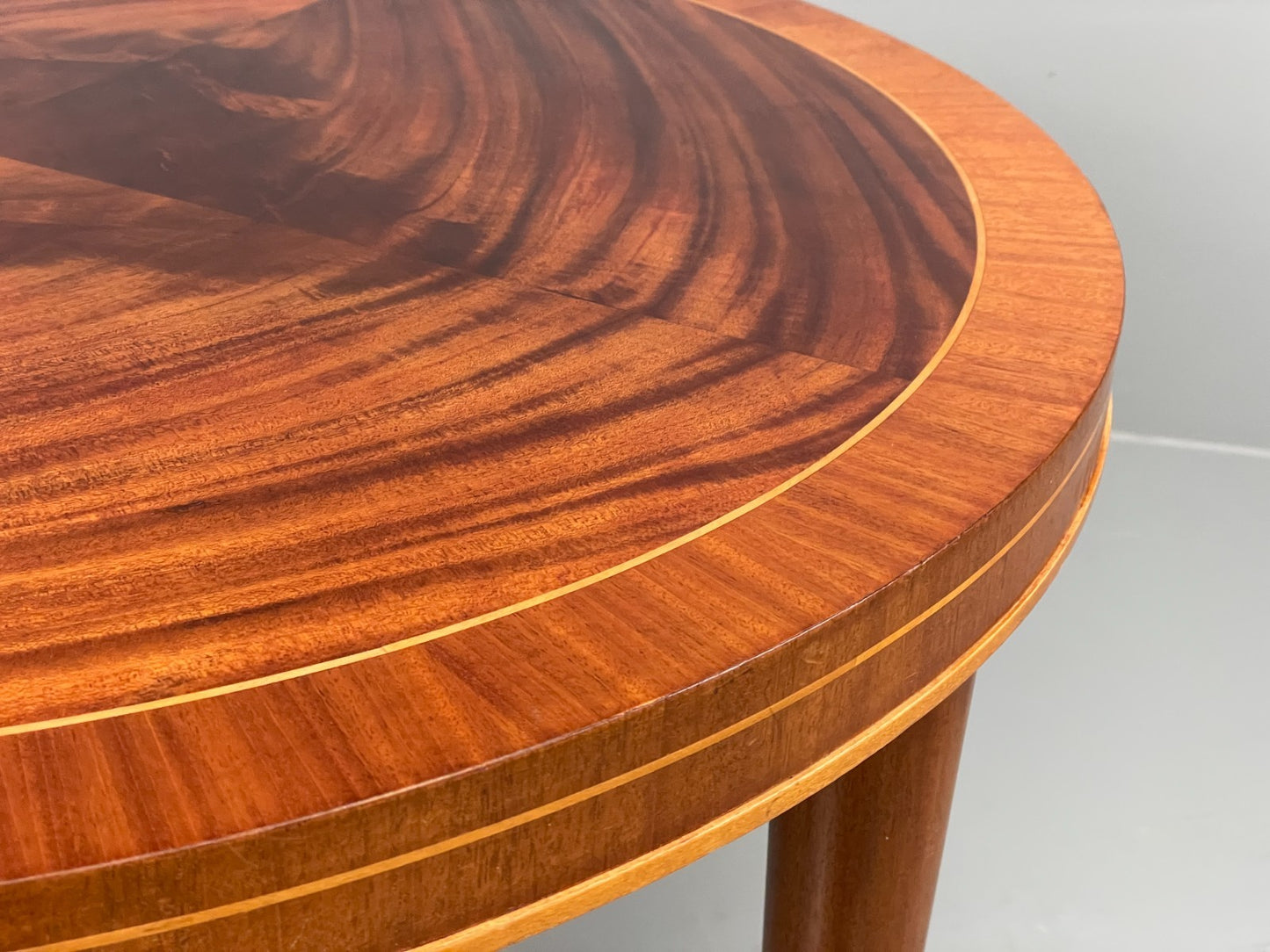 Vintage Art Deco Table Round Walnut Inlay 1950s Swedish EB11191 MWOO14