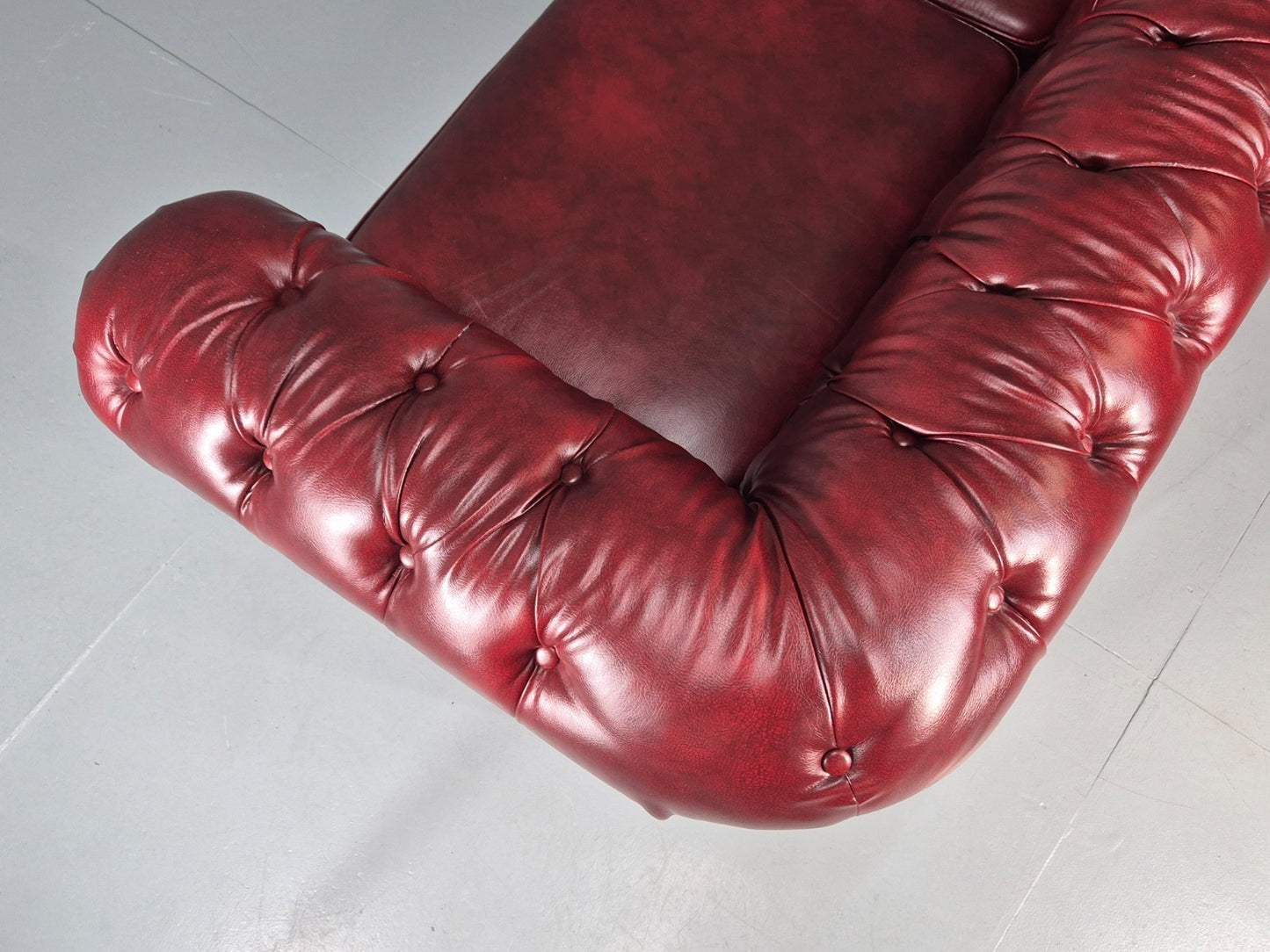 Vintage Vegan Chesterfield Red Vinyl Upholstery EB11665 VCHE17