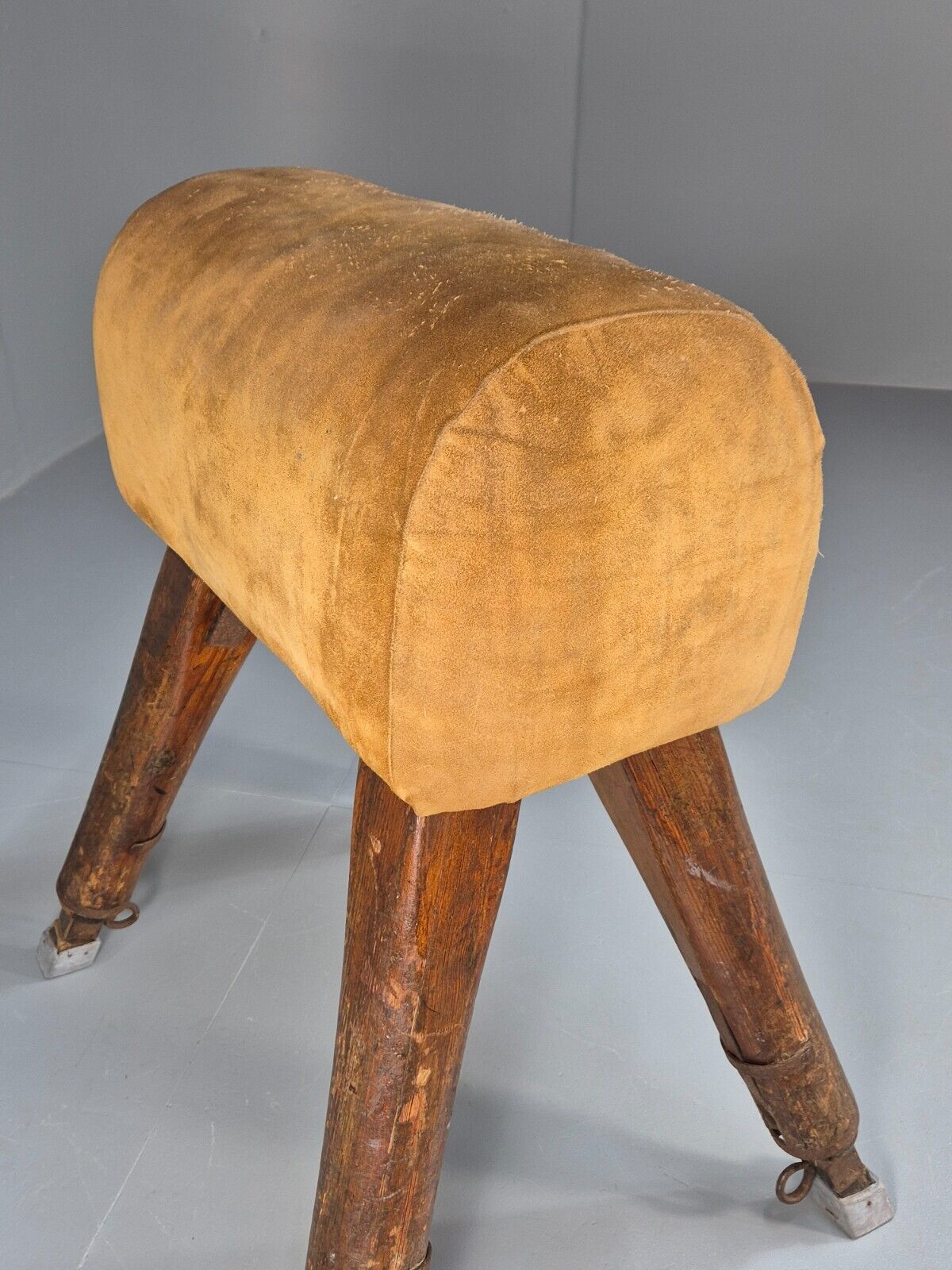 Vintage Pommel Horse 1950s Suede Pine Industrial Retro EB8863 VWOO - UKDK FURNITURE