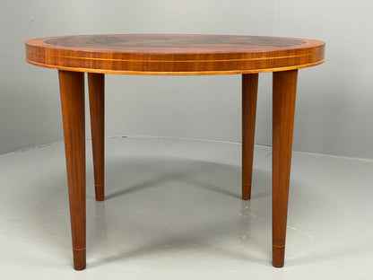 Vintage Art Deco Table Round Walnut Inlay 1950s Swedish EB11191 MWOO3