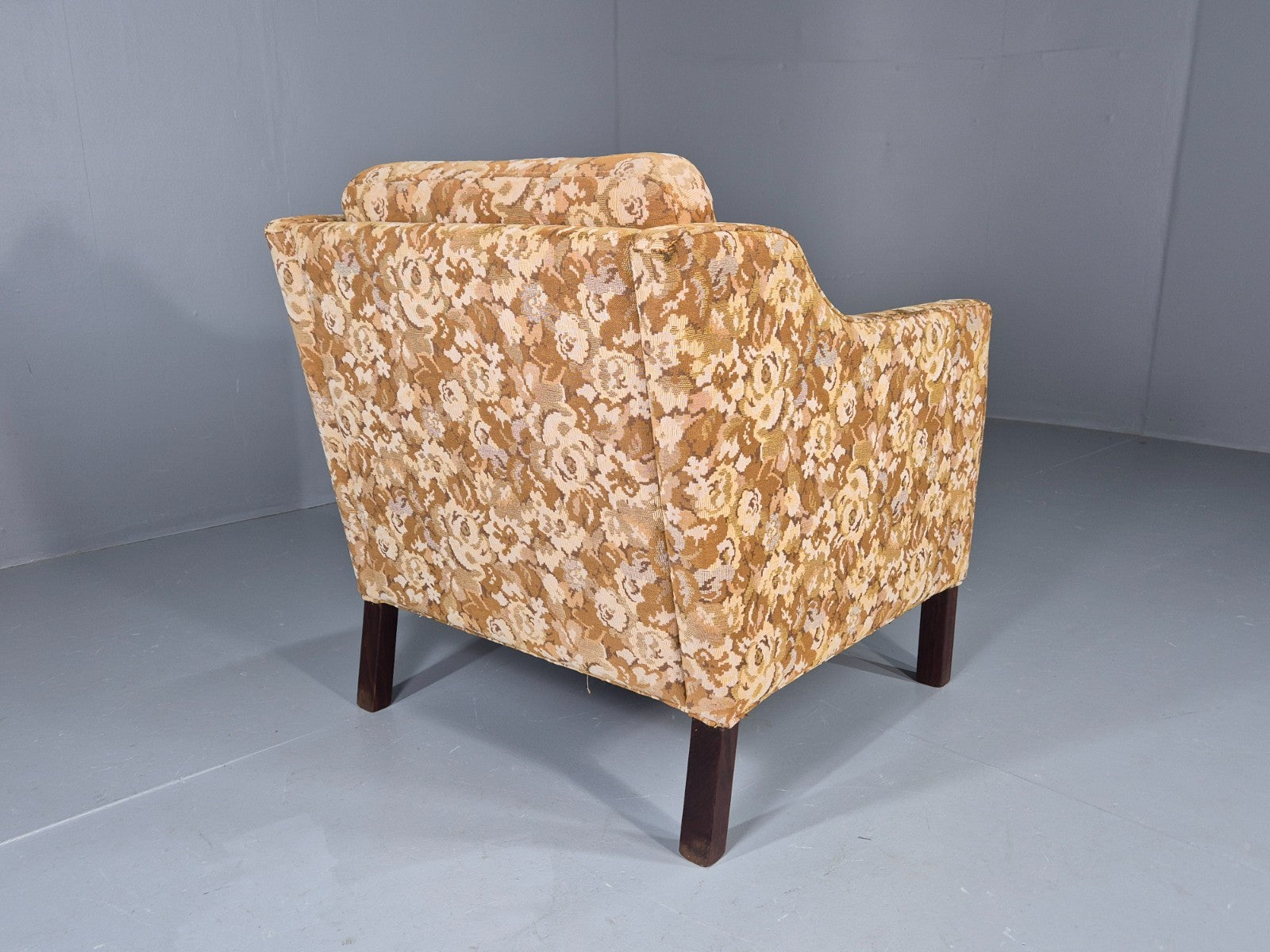 Vintage Danish 1970s Lounge Chair Floral Upholstery Mid Century EB11922 MNOR11