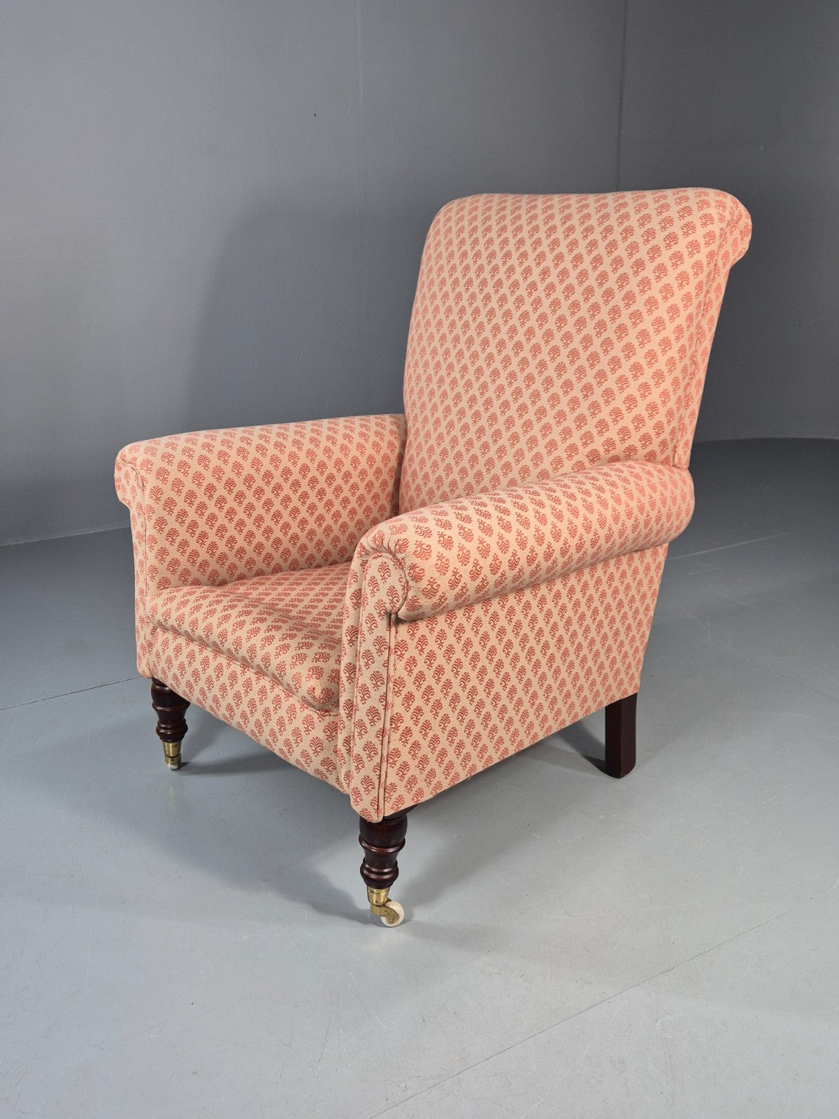 Antique Lounge Chair Edwardian Howard and Sons Style Rolled Back EB11218 VCLO1