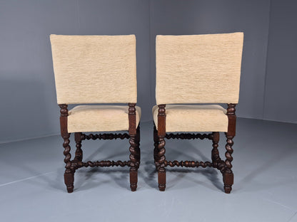 2 Baroque Dining Chairs in Oak Barley Twist H Stretchers Antique EB11425 VDIN9