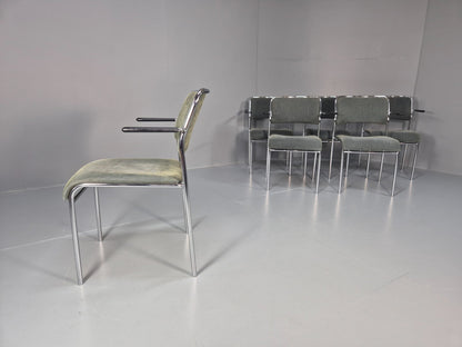 6 1980s Retro Stacking Chairs Chrome Frame Swedish Design Retro MCM EB10606 MSTA4
