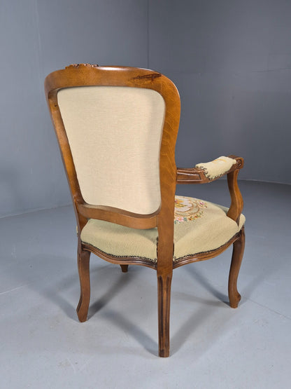 Vintage Rococo Fauteuil Floral Tapestry Carved Frame Danish 1960s EB9554 VCAR - UKDK FURNITURE