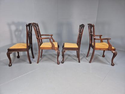 4 Antique Chippendale Revival Mahogany Dining Chairs 1900s EB9480 VDIN - UKDK FURNITURE