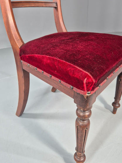 Antique William IV Mahogany Dining Chair Red Velvet Upholstery 1830 EB11224 VDIN4