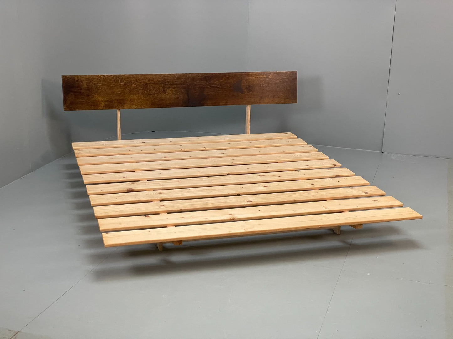 King Size Bed Frame With Plywood Headboard Minimalist Style EB10948 MWOO0